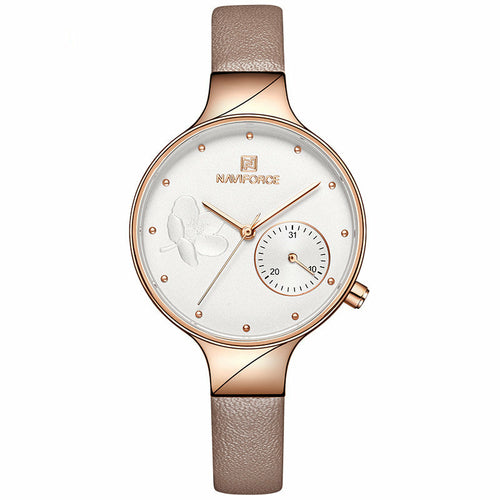 Waterproof Quartz Watch With PU Strap For Women
