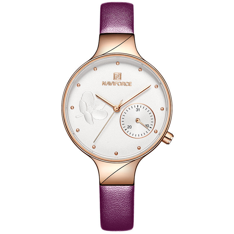 Waterproof Quartz Watch With PU Strap For Women
