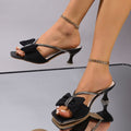 Bow Rhinestone Open-Toe Heels