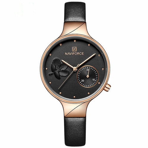 Waterproof Quartz Watch With PU Strap For Women
