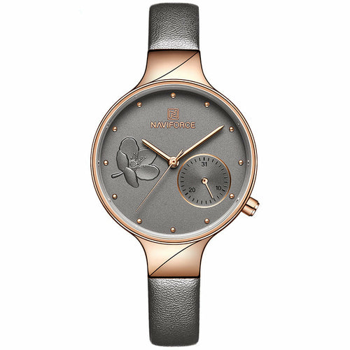 Waterproof Quartz Watch With PU Strap For Women