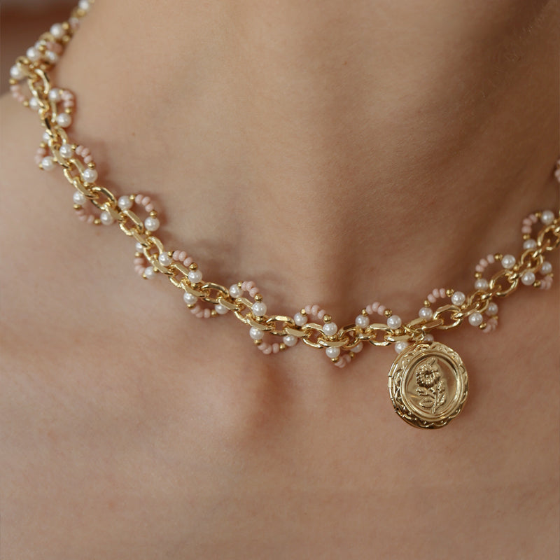 Roselle Wave Medallion Necklace