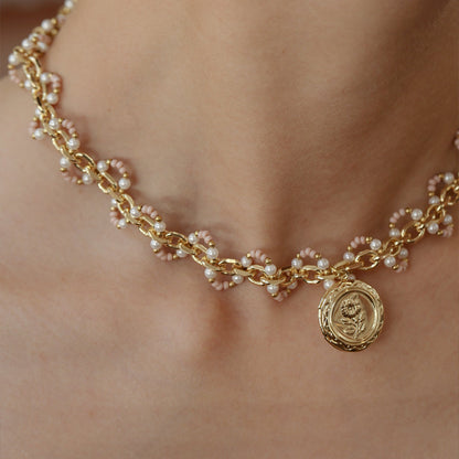 Roselle Wave Medallion Necklace