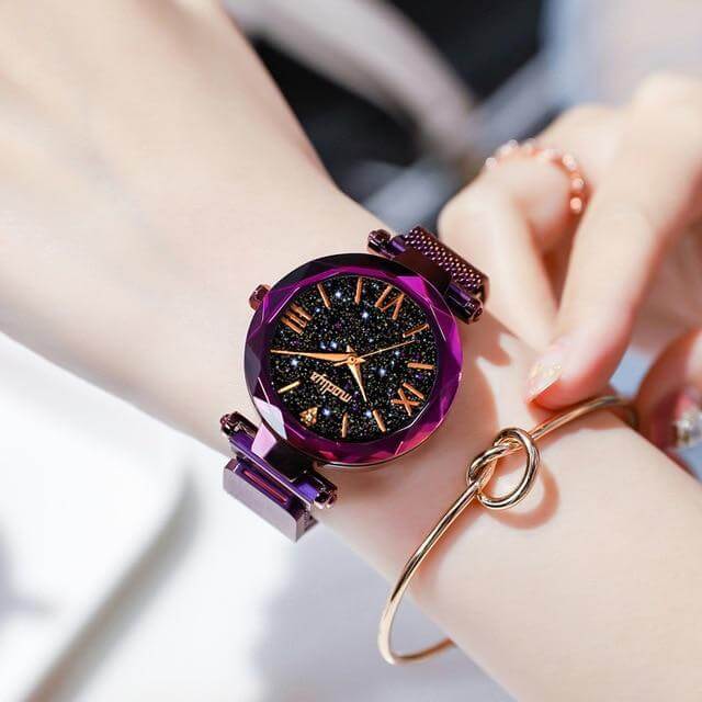 Stylish Women Starry Skies Watch Bracelet watch with gift box