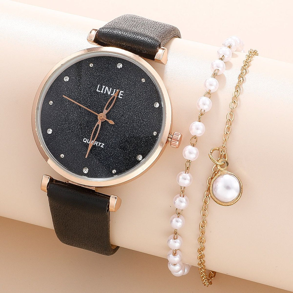 2pcs Women's Watches Set Female Clock Luxury Brand Design Women