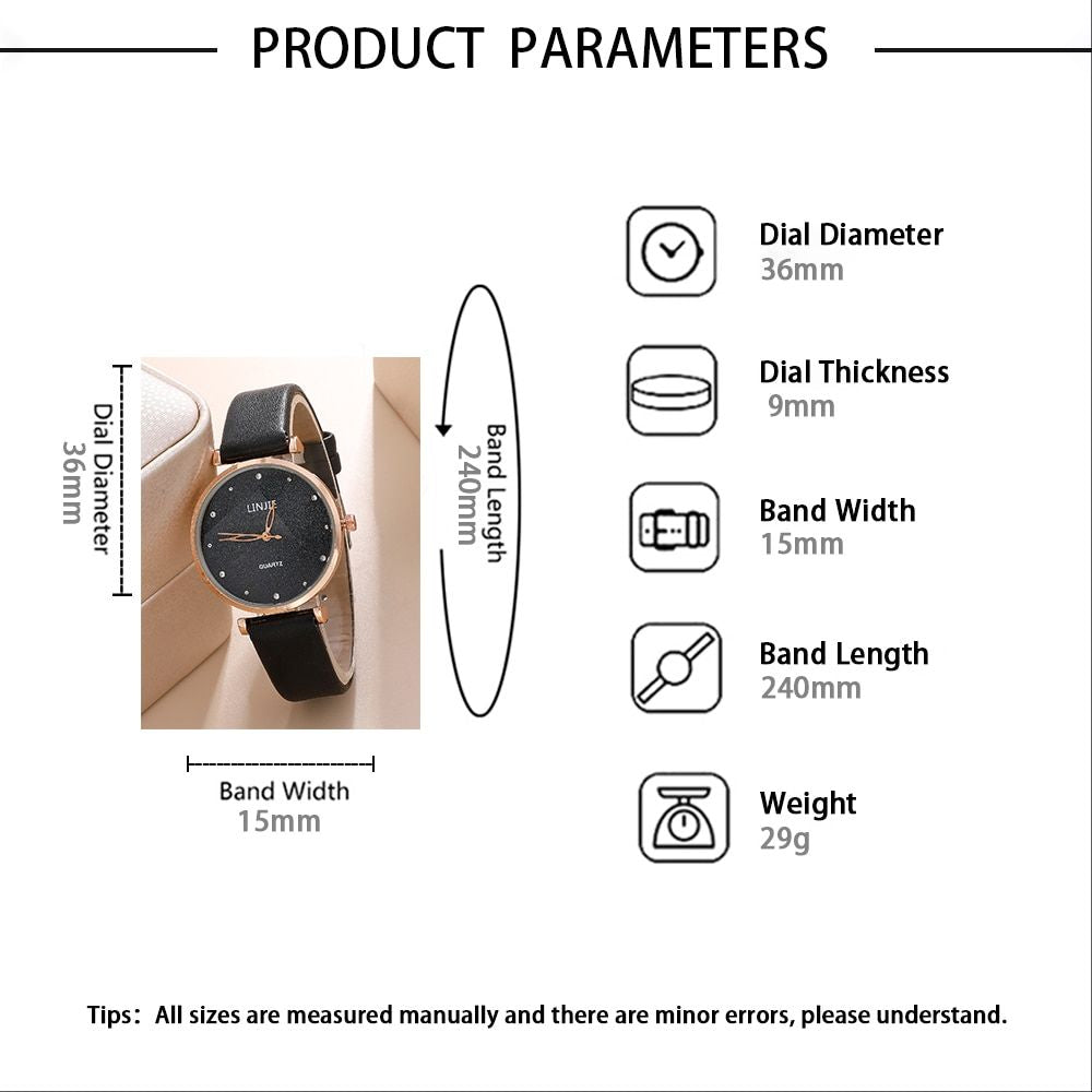 2pcs Women's Watches Set Female Clock Luxury Brand Design Women