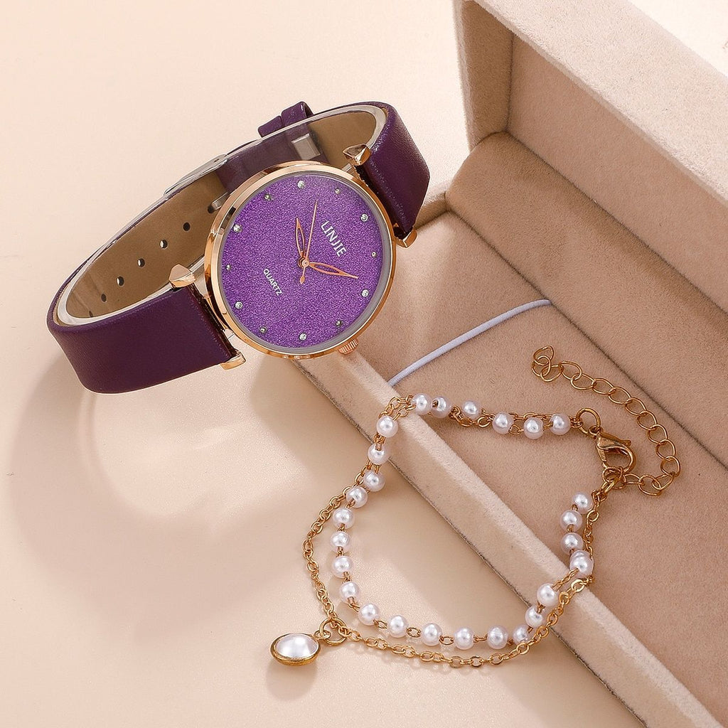 2pcs Women's Watches Set Female Clock Luxury Brand Design Women