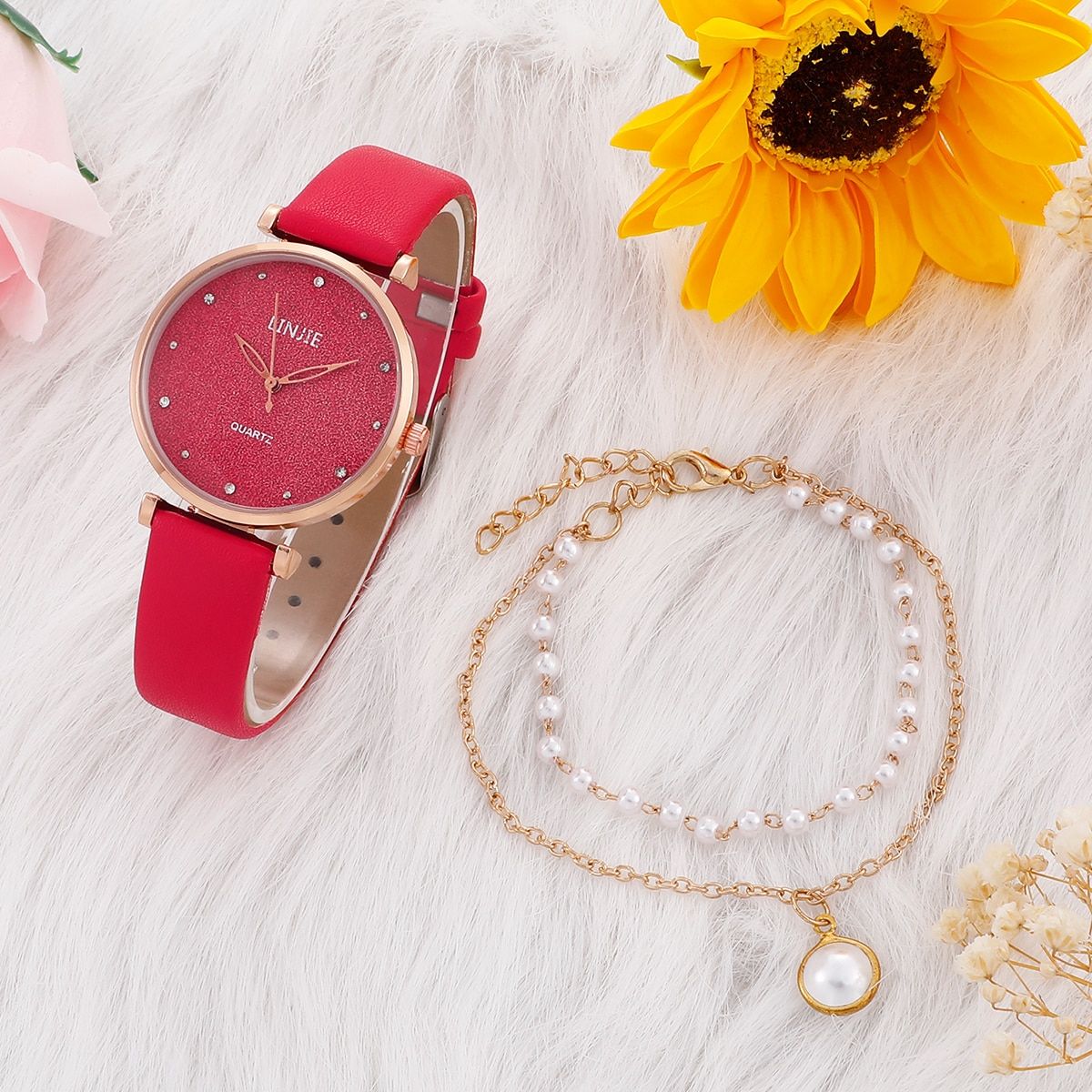 2pcs Women's Watches Set Female Clock Luxury Brand Design Women