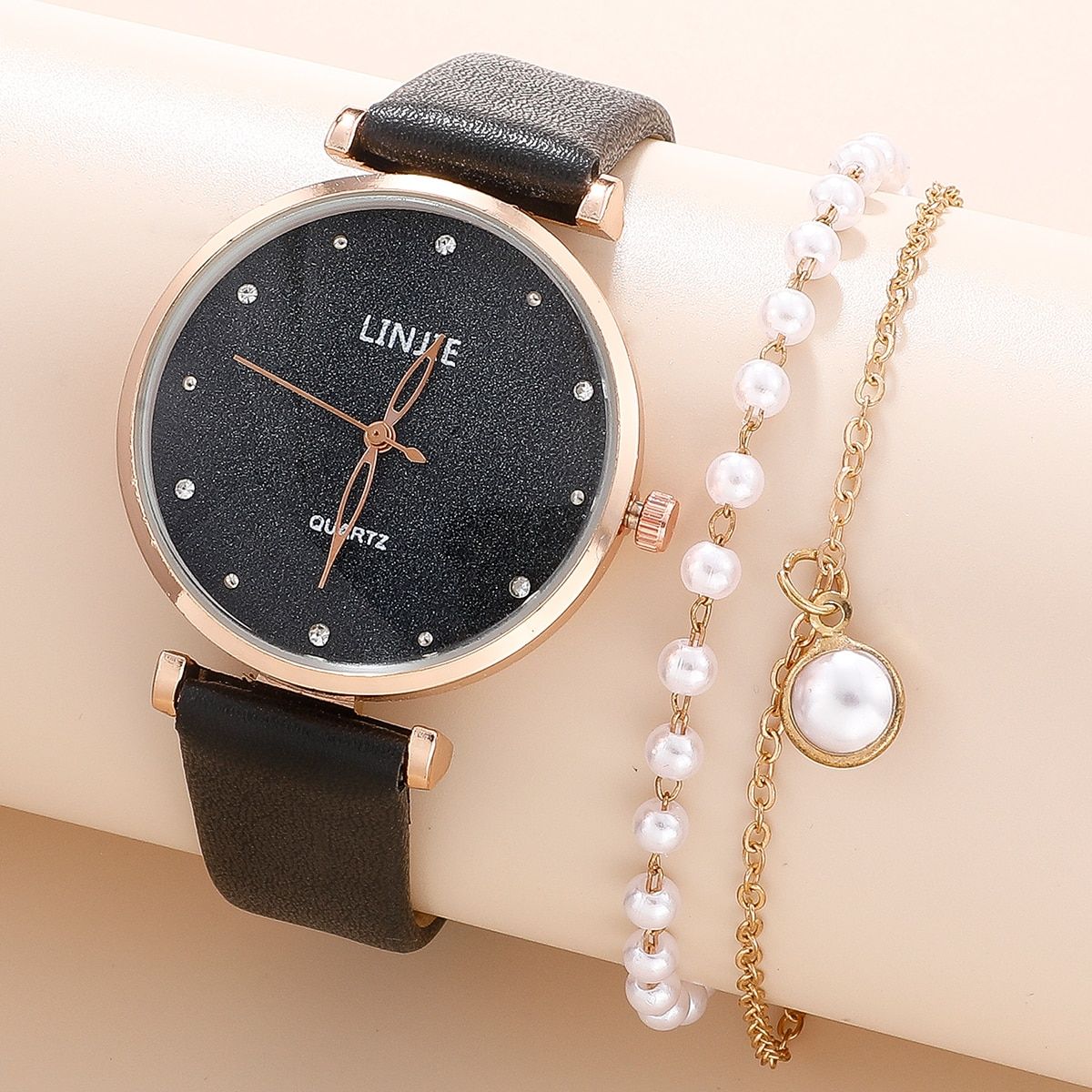 2pcs Women's Watches Set Female Clock Luxury Brand Design Women
