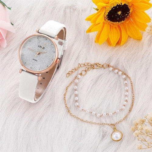 2pcs Women's Watches Set Female Clock Luxury Brand Design Women