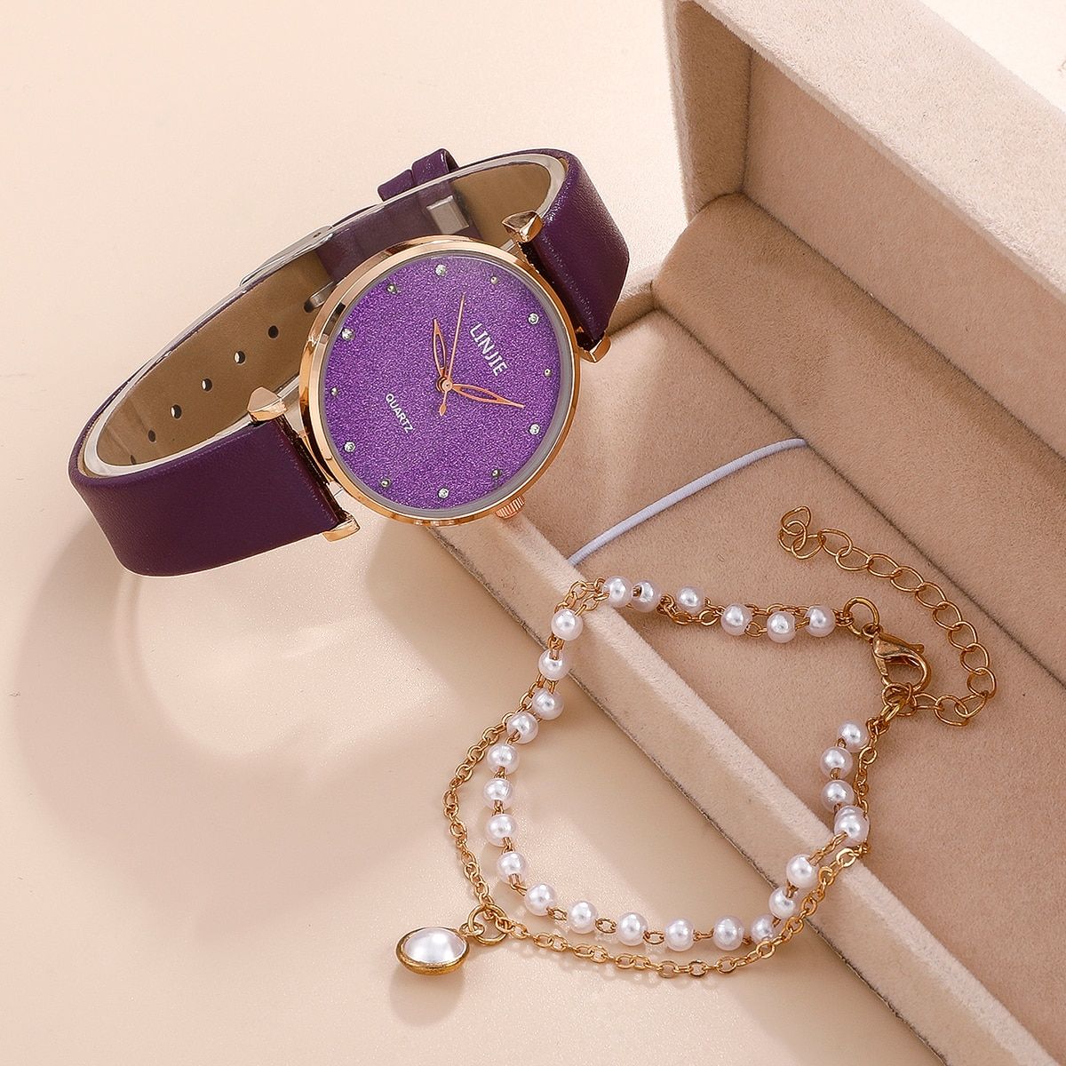 2pcs Women's Watches Set Female Clock Luxury Brand Design Women