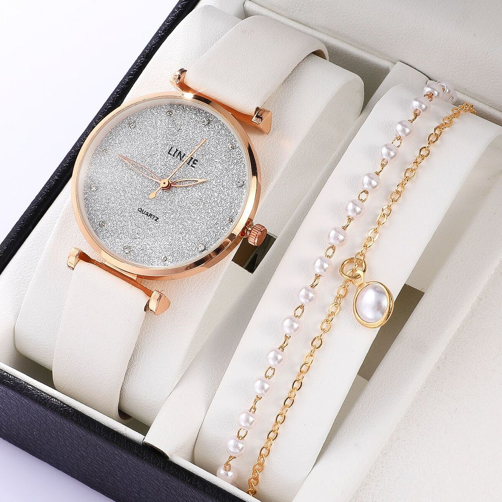2pcs Women's Watches Set Female Clock Luxury Brand Design Women