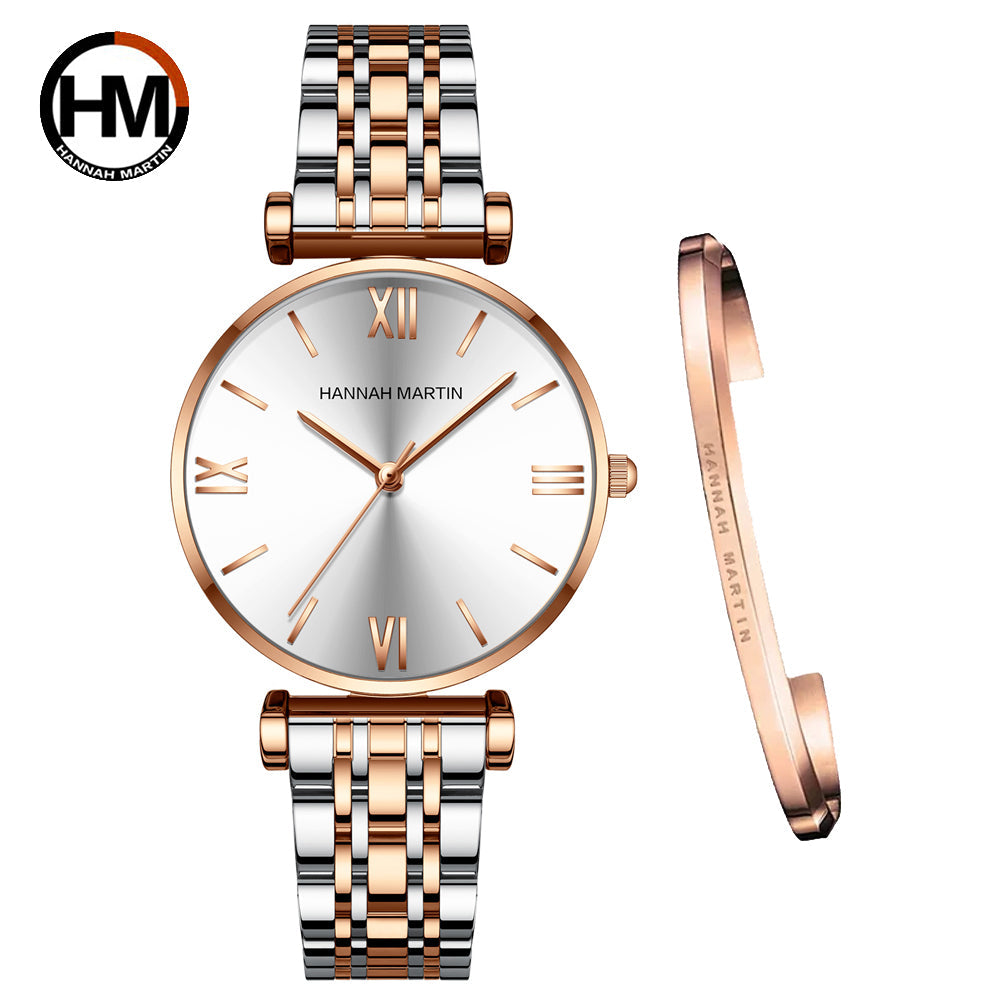 Simple Fashion Stainless Steel Women Watch Rose Gold Elegent Japan
