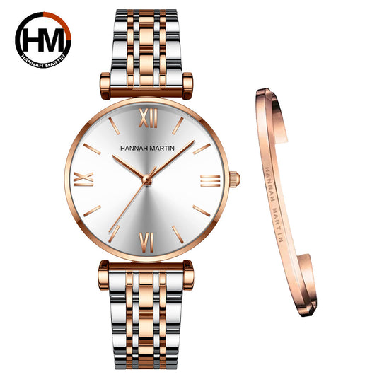 Simple Fashion Stainless Steel Women Watch Rose Gold Elegent Japan