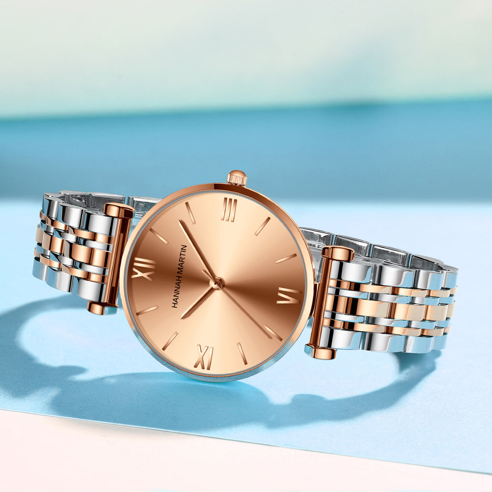 Simple Fashion Stainless Steel Women Watch Rose Gold Elegent Japan