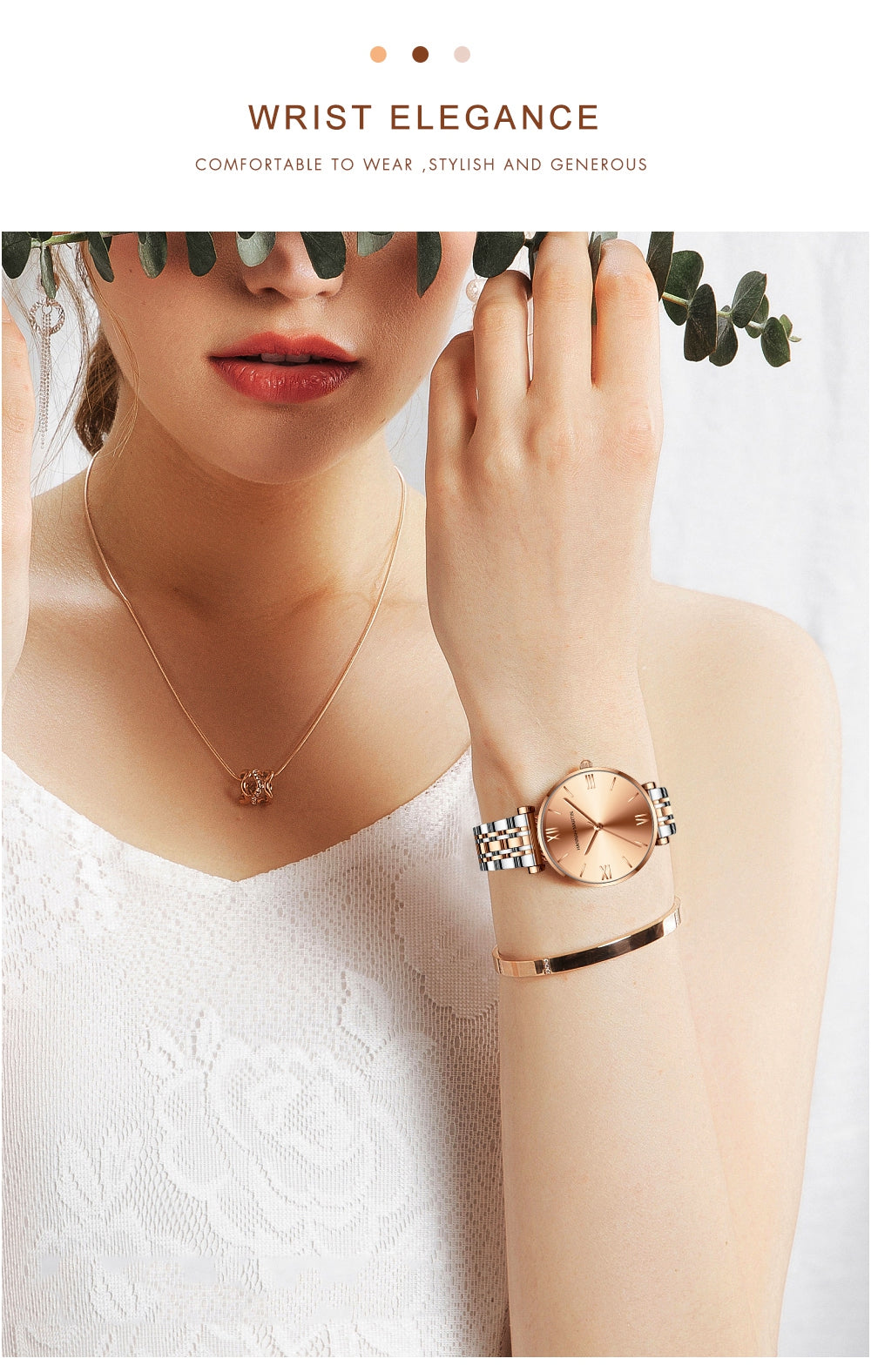 Simple Fashion Stainless Steel Women Watch Rose Gold Elegent Japan
