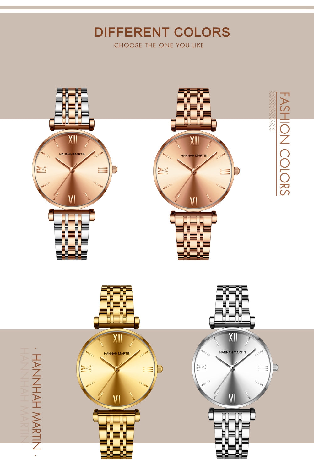 Simple Fashion Stainless Steel Women Watch Rose Gold Elegent Japan