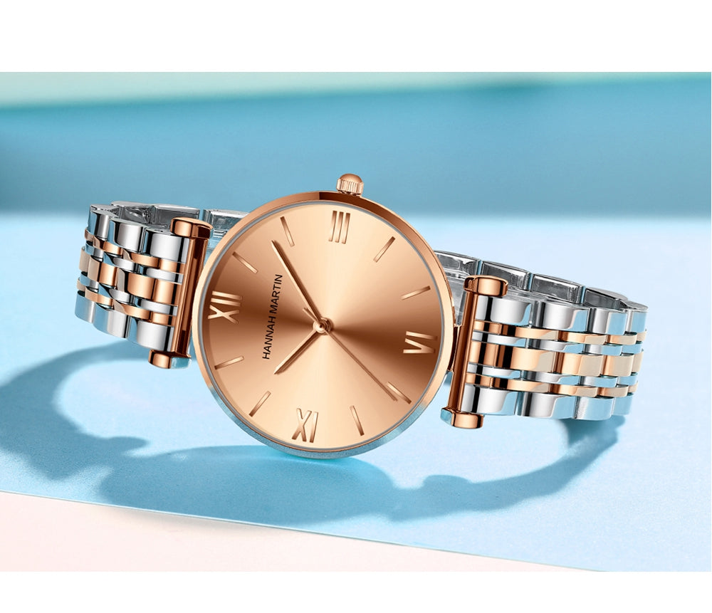 Simple Fashion Stainless Steel Women Watch Rose Gold Elegent Japan