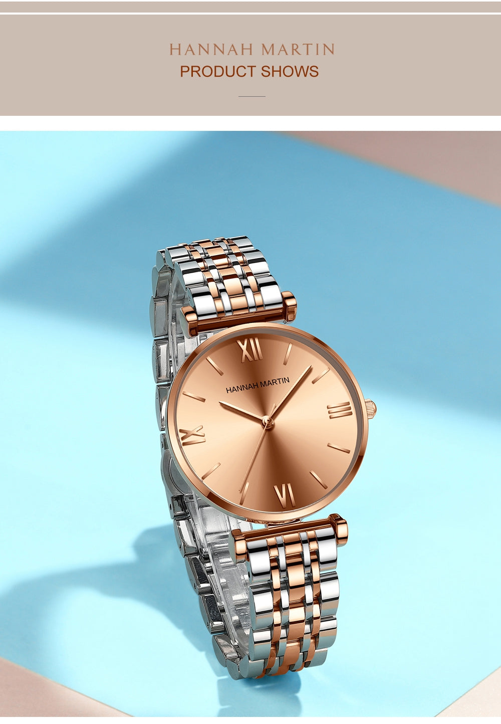 Simple Fashion Stainless Steel Women Watch Rose Gold Elegent Japan