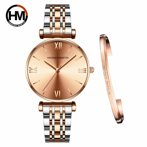 Simple Fashion Stainless Steel Women Watch Rose Gold Elegent Japan