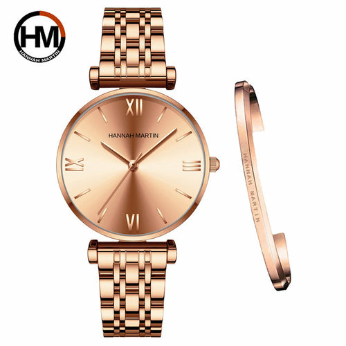 Simple Fashion Stainless Steel Women Watch Rose Gold Elegent Japan